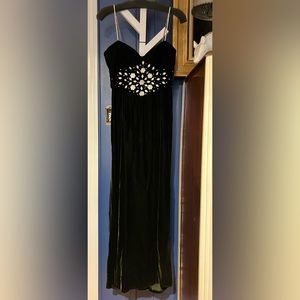 Hand Altered Vintage 90s Black Velvet Beaded Dress Sz S